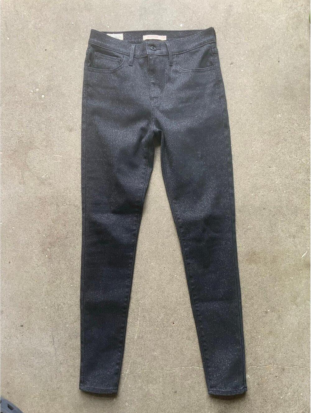 Levi’s premium black glitter shimmer sparkle 720 super skinny jeans size 27